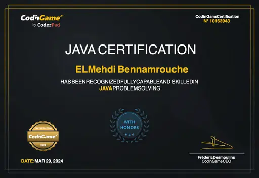 alphaben - Coding Game Java Certificate